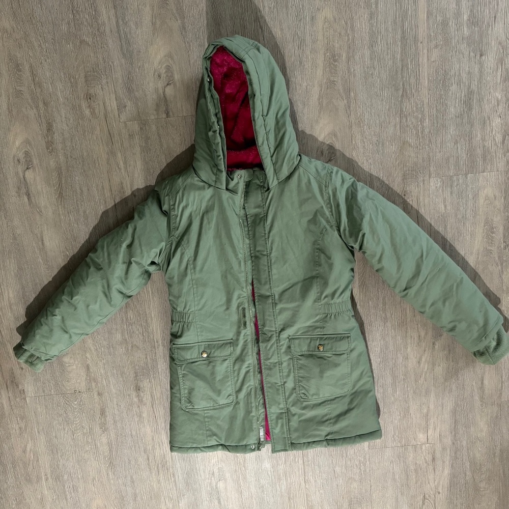 CAT & JACK  Green & Pink reversible hooded jacket - Excellent condition -